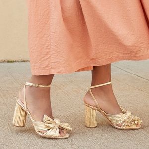 Loeffler Randall Camellia Gold Pleated Bow Heel